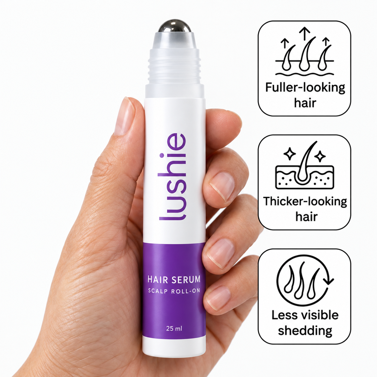 Lushie hair-growth roll-on and precision applicator benefits