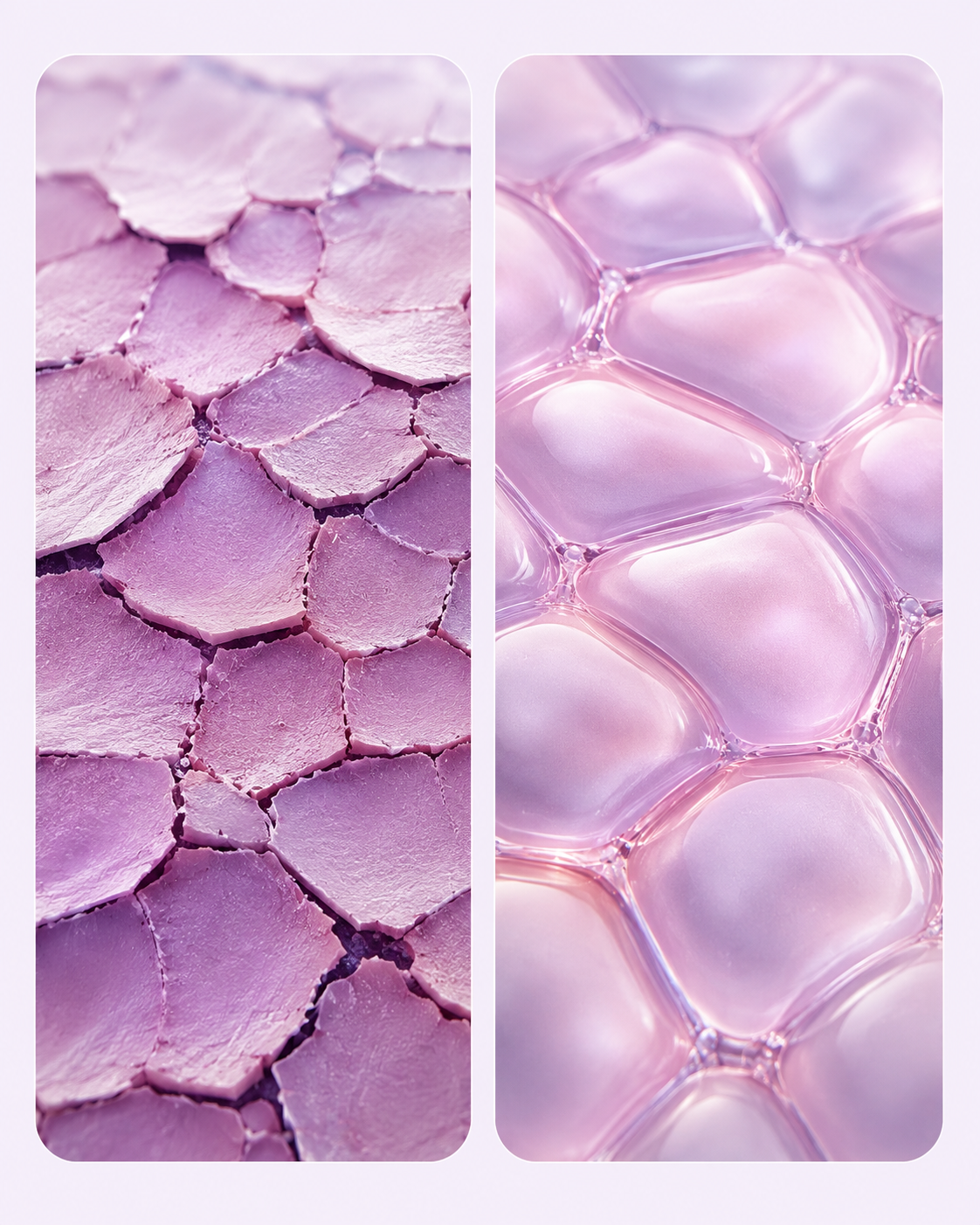 Stylized comparison of dry depleted tissue and hydrated supported tissue